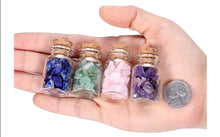 Load image into Gallery viewer, 12 Mini Crystals Stone Chip Bottles Healing Crystal Tumbled Gemstone Wishing Bottles Wicca Stones Set for Balancing Meditation - ghostswithin