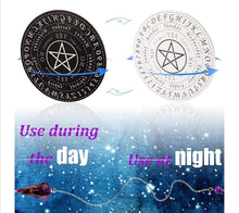Load image into Gallery viewer, 5 Pieces Pendulum Board Dowsing Divination Set Include 4 Pieces Metaphysical Message Board Wooden Divination Board and 1 Pieces Crystal Amet - ghostswithin
