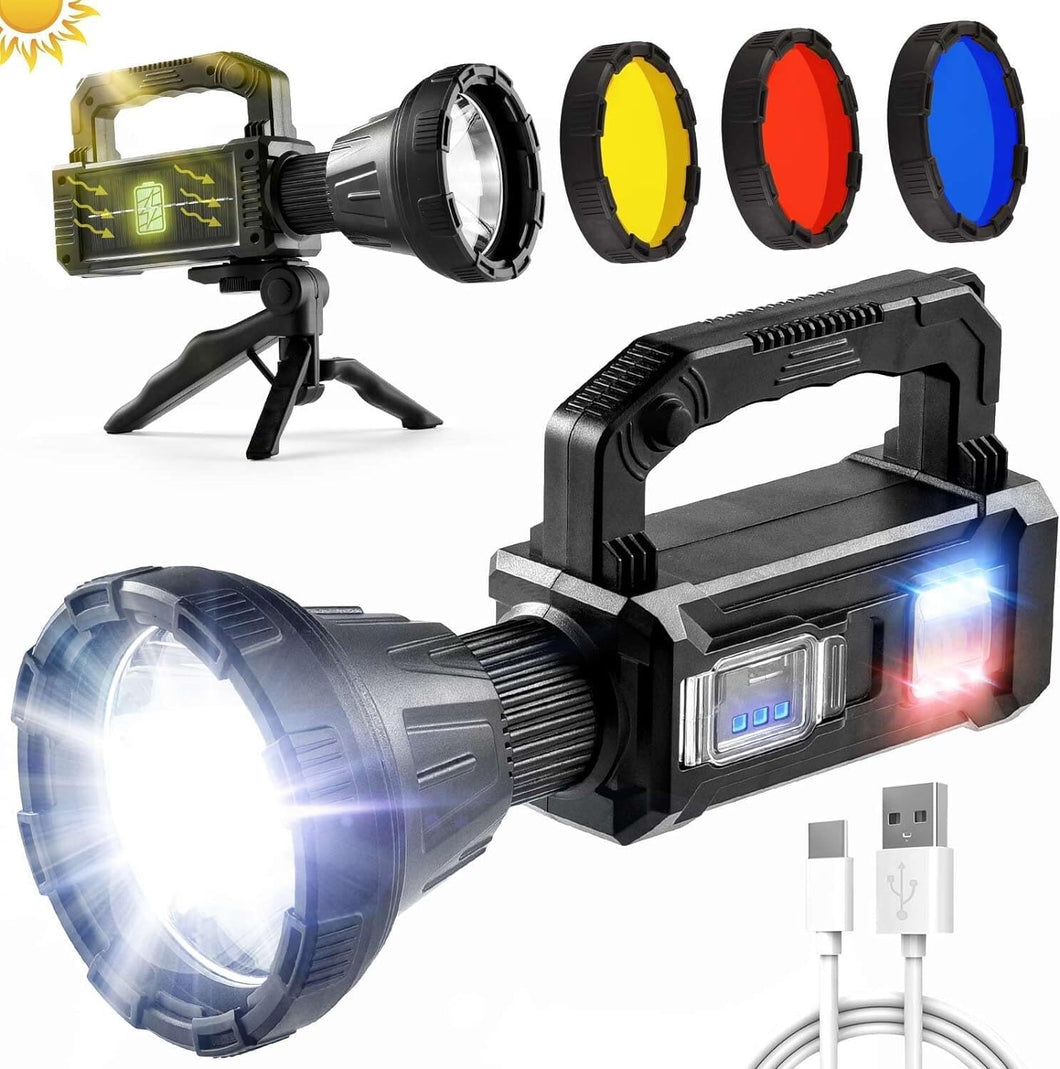 water). Utry Torches Led Super Bright Rechargeable, Long Range Searchlight, 100000 Lumens Led Super Bright Flashlight for Outdoor Emergencies, Camping, Fishing, Hunting and Other Versatile Lighting