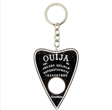 Load image into Gallery viewer, bluebubble BLACK MAGIC Black Glitter Ouija Board Pointer Keyring Box - ghostswithin
